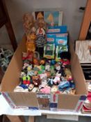 A Vintage Barbie doll and 2 Sindy dolls and a quantity of Sylvanian family figures etc.