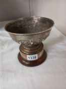 A Sheffield silver 1904 bowl rim D16cm, Height 9.5cm. Engraved trophy for 'Best average time flown',