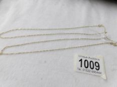 Two 9ct gold neck chains, 1.8 grams.
