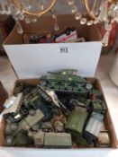2 Boxes of mixed unboxed Diecast including military vehicles.