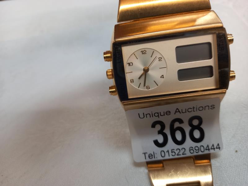 A large gold plated gents SofTech London digital analogue wrist watch - Image 2 of 3