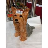 A 10.5" high Beswick Yorkshire terrier, matt finish in brown and grey (small nick out of 1 ear).