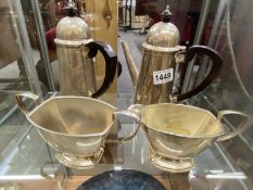 2 Silver plate coffee jugs, milk jugs and sugar basin.