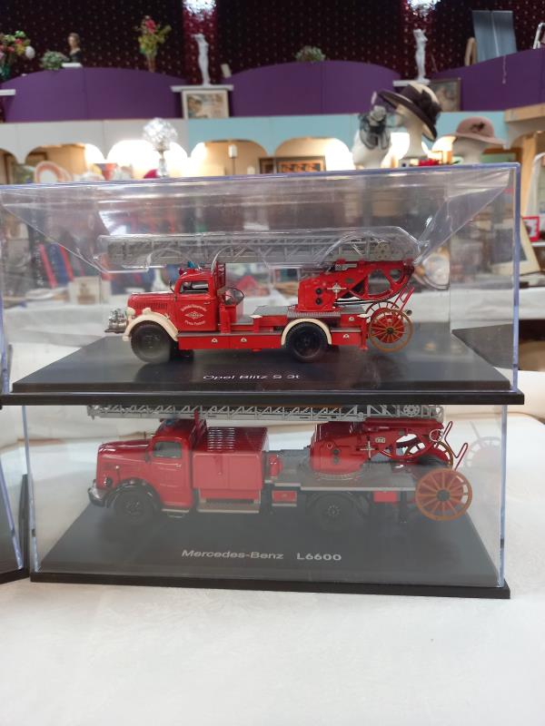 4 boxed schuco fire engines including Mercedes Benz L6600 Opel Blitz S3T - Image 3 of 3