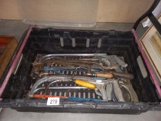 A box of vintage hacksaws.
