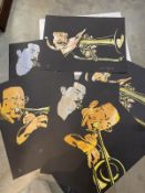 Derek Southon, 6 x limited edition silkscreen prints all featuring Jazz musicians 3 different