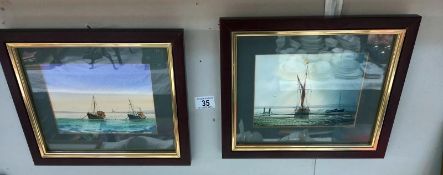A pair of framed & glazed seascape watercolours, signed Alan Whitehead