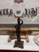 A Spelter figure table lamp.