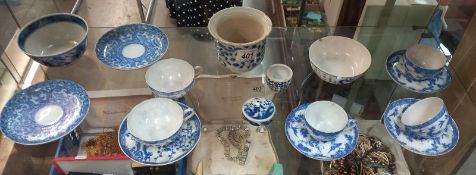 A collection of blue and white china, some Chinese, some A/F.