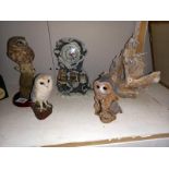 An owl clock and 4 owl figures