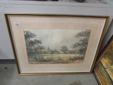 A good framed and glazed mid 20th century watercolour signed but indistinct