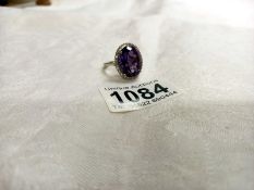 An 11.18ct Luska amethyst & diamond sterling silver ring Size T