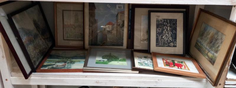 A quantity of framed & glazed watercolours & prints etc.