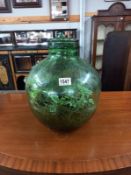A vintage Viresa green glass terrarium carboy. Height 36cm, Diameter 32cm approximately.