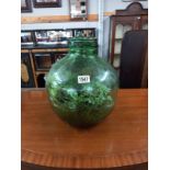 A vintage Viresa green glass terrarium carboy. Height 36cm, Diameter 32cm approximately.