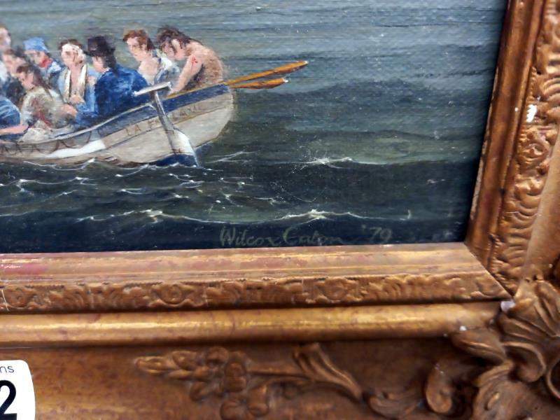 A Victorian gilt framed seascape signed Wilcox Caton 1897 in good condition. - Image 3 of 3