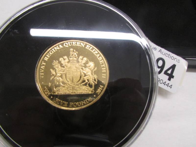 The Queen's 88th birthday gold plate on silver proof triple thickness £5 coin, 75 grams. - Image 3 of 3