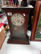 An Edwardian mantle clock with pendulum, no key, 1 spring broken