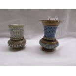 A 4.5" Mettlach Villeroy Boch miniature vase NO.1436 and a 3.5" example No. 1318 (small chip on rim)