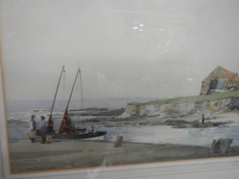 A mid 20th century coastal scene watercolour signed Matthew Adam. - Image 2 of 5