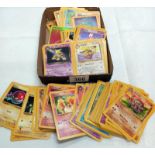 A quantity of Pokemon cards.