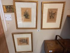 3 framed & glazed prints with gilt frames being Peter Pan, Baldwins End & St Annes Gate by