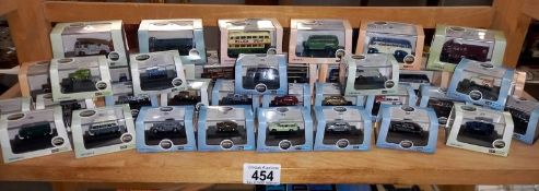 36 Oxford Diecast N gauge model vehicles.
