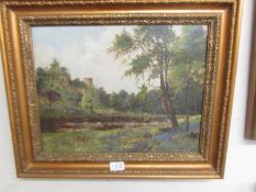 An early 20th century oil on canvas rural scene with castle signed W Wilson