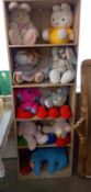 A collection of soft toys including Bugs Bunny.