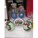 A pair of vintage German Lava vases and pair of Ming vase another wood and Mailing vases and