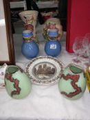 A pair of vintage German Lava vases and pair of Ming vase another wood and Mailing vases and