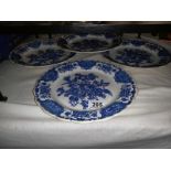 5 Ridgeway blue and white Windsor pattern plates.