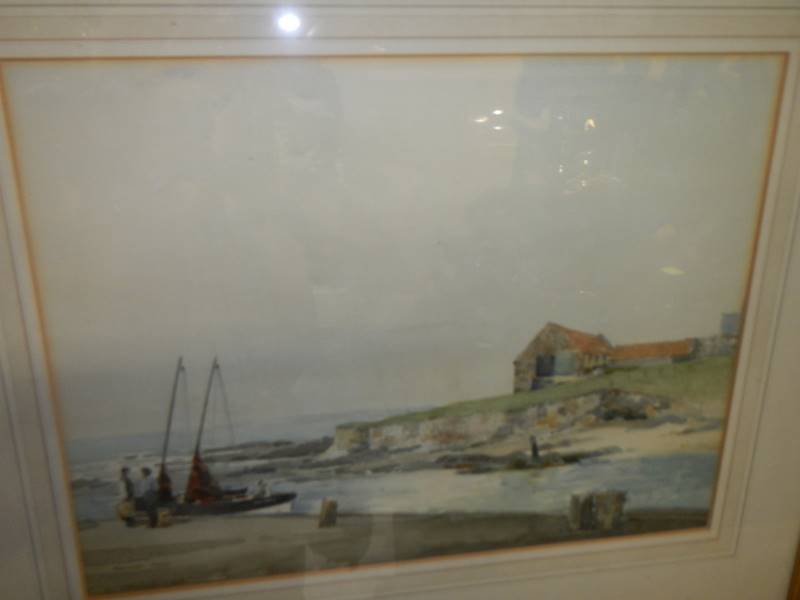 A mid 20th century coastal scene watercolour signed Matthew Adam. - Image 5 of 5