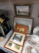 5 watercolours including Lincoln Brayford & coastline with lighthouse etc.