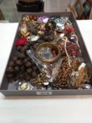 A large quantity of costume jewellery and watches