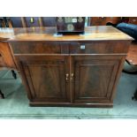 A Victorian two door cabinet with inner five drawer chest, COLLECT ONLY.