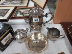 A silver plated tea set.