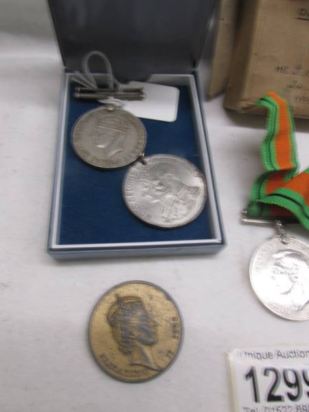 Three WW2 medals and two other medals. - Image 2 of 3