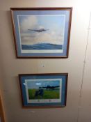 2 framed and glazed limited edition aircraft prints of an Avro Shackleton and one of Guy Gibson by a