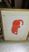 Andy Warhol (1928-1987) lithographic print of an orange cat (Sam) publishes by Neues, New York in