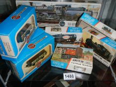 Five Airfix '00' scale railway construction sets, completed (1 empty box) and 3 Airfix railway