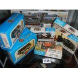 Five Airfix '00' scale railway construction sets, completed (1 empty box) and 3 Airfix railway