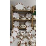 In excess of 35 pieces of Royal Albert Old Country Roses porcelain. (one tureen lid cracked).