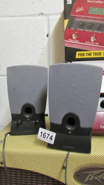 A pair of Harman/Kardon desk monitor speakers. COLLECT ONLY.