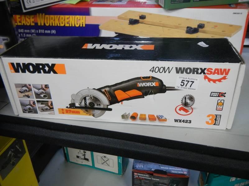 A 400w Worx Worxsaw.