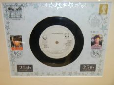 A John Lennon 25th Anniversary, 8 Dec 05, FDC/vinyl 45 record framed set.