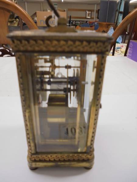 A brass carriage clock with key. - Image 2 of 4