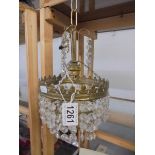 A small glass chandelier.