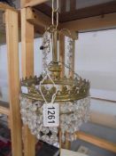 A small glass chandelier.