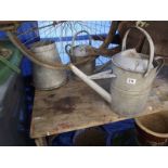 A galvanised watering can, a medium and a bucket. COLLECT ONLY.